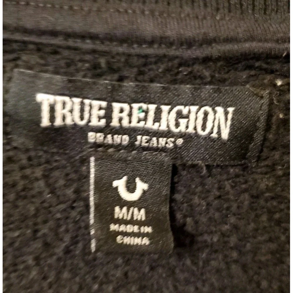 True Religion Sweater Mens Med Black Casual‎ Pullover Sweatshirt